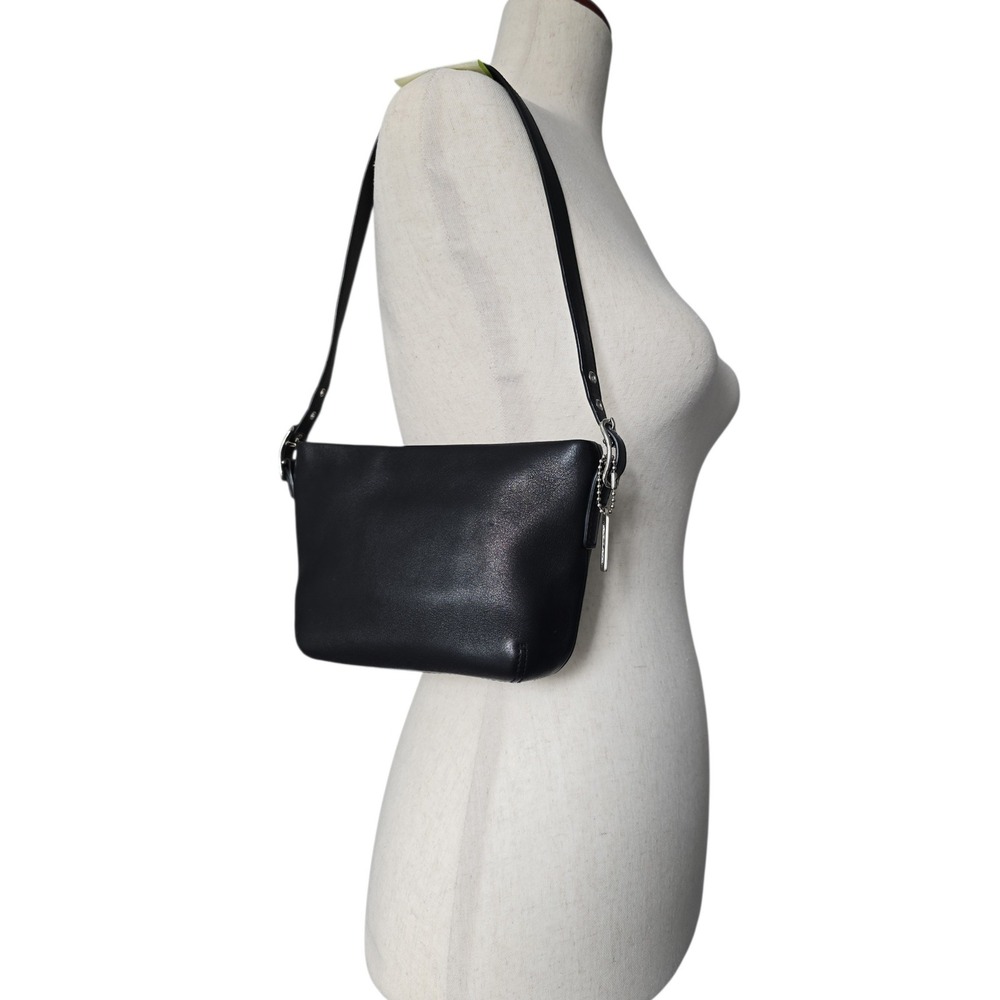 Vintage Coach Y2K Black Leather Mini Shoulder bag w/ nickel hardware EUC